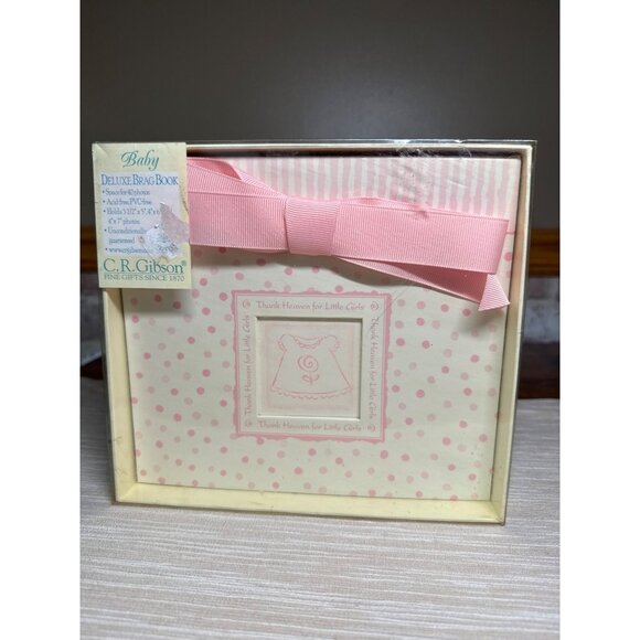 C.R. Gibson Baby Deluxe Brag Book With Pink Bow & Polka Dots For Little Girls - Picture 1 of 10